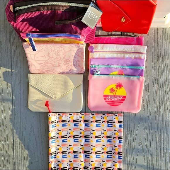 Makeup bag bundle 10 new zip & drawstring bags ipsy & ulta - Picture 2 of 14